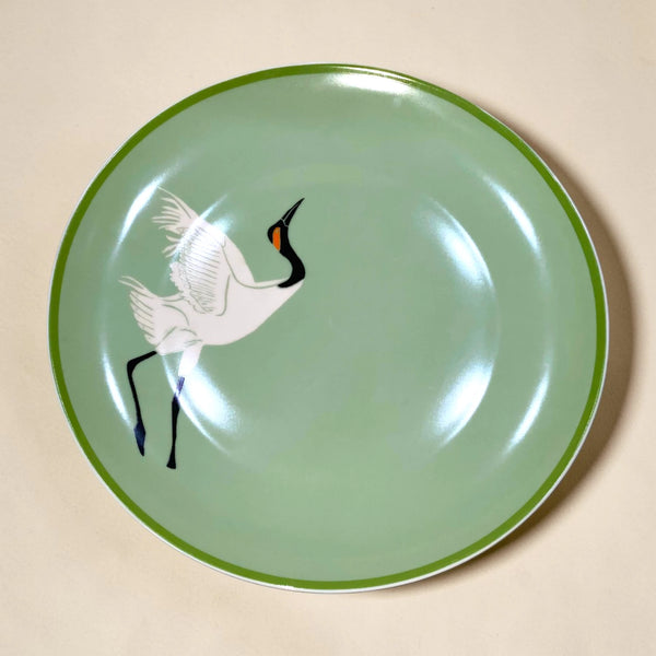 Obsidian Drip Glaze Ceramic Coupe Plate — Rare Find