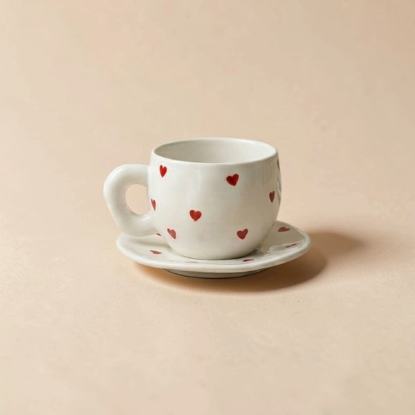 Morning Muse Ceramic Cup & Saucer – Aesthetic Coffee Set