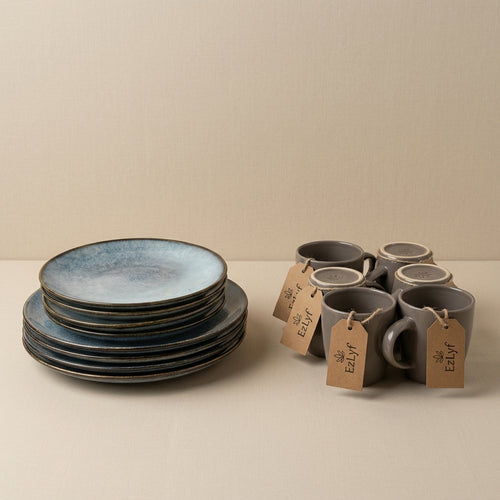 12 Piece Ceramic Dinnerware Set + 6 Complimentary Mugs (Limited Edition)
