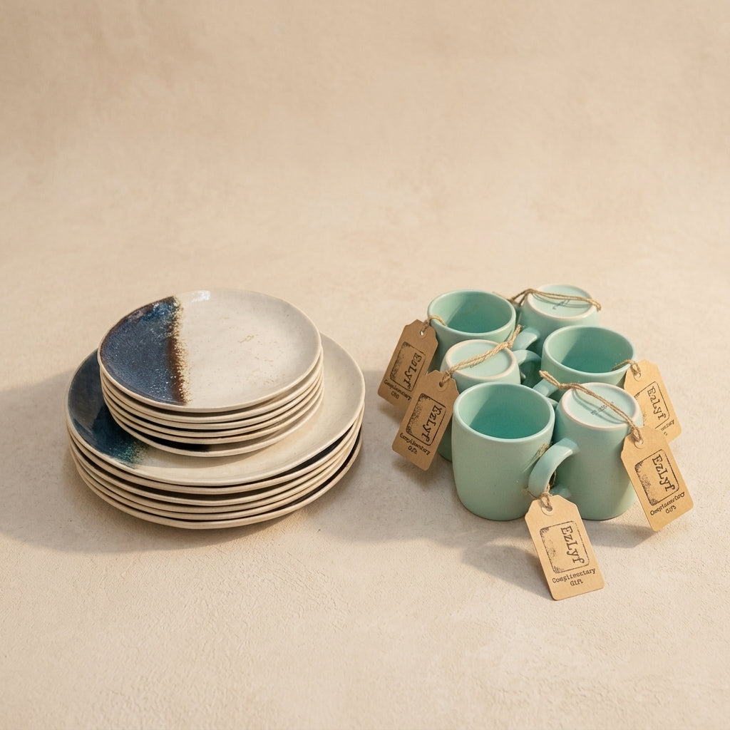 12 Piece Ceramic Dinnerware Set + 6 Complimentary Mugs (Limited Edition)