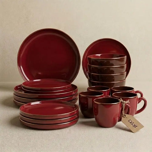24-Piece Reactive Glaze Ceramic Breakfast Set