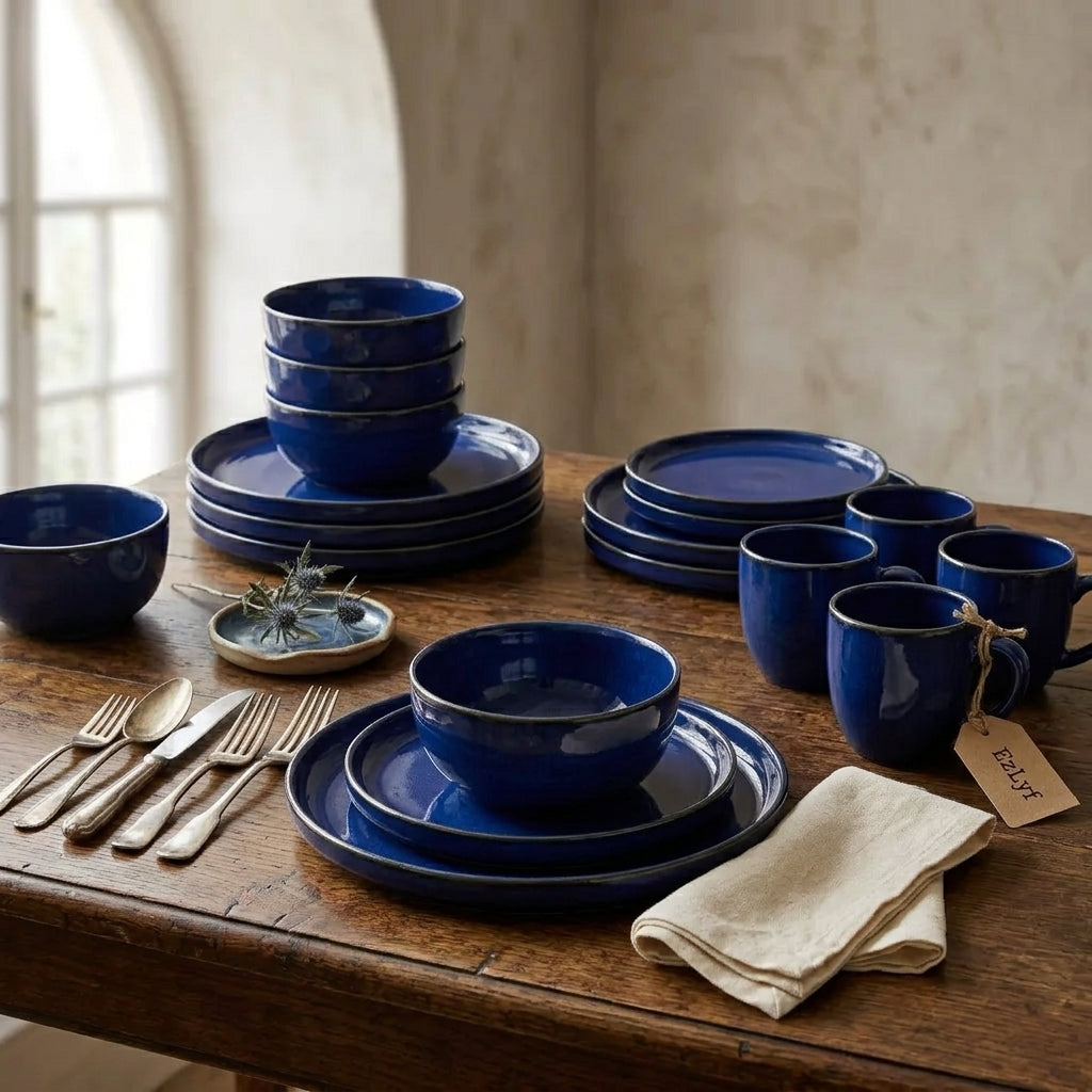 24-Piece Reactive Glaze Ceramic Breakfast Set