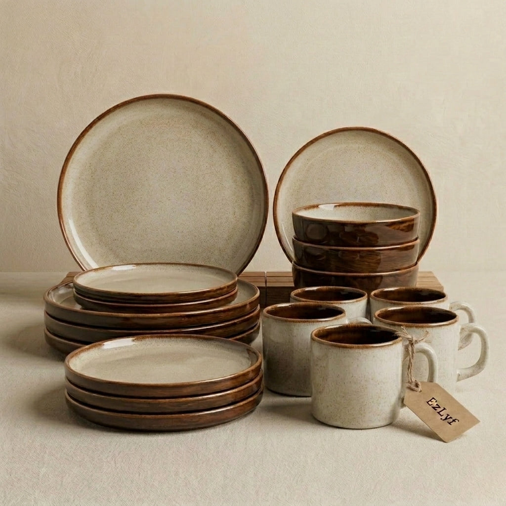 24-Piece Reactive Glaze Ceramic Breakfast Set
