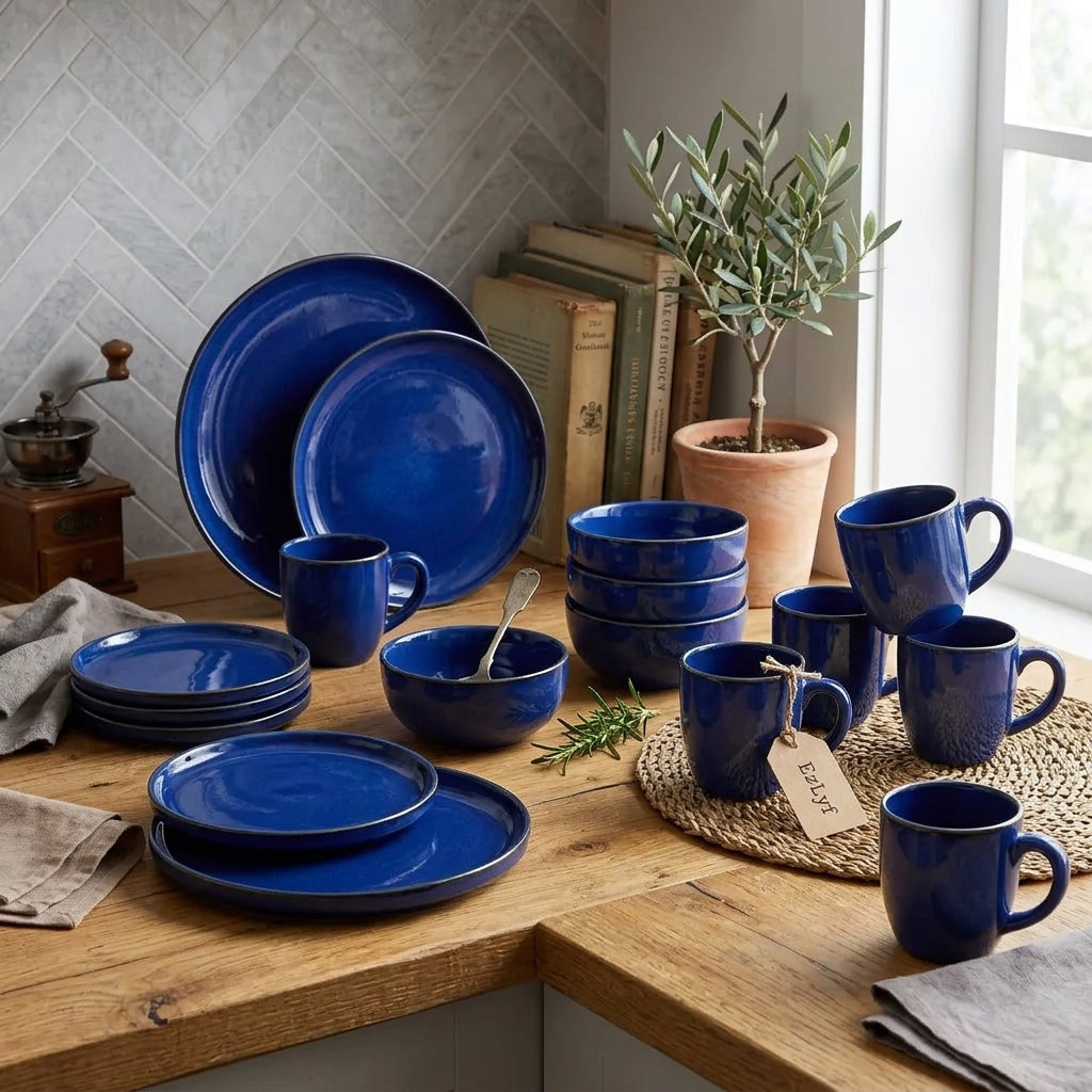 24-Piece Reactive Glaze Ceramic Breakfast Set