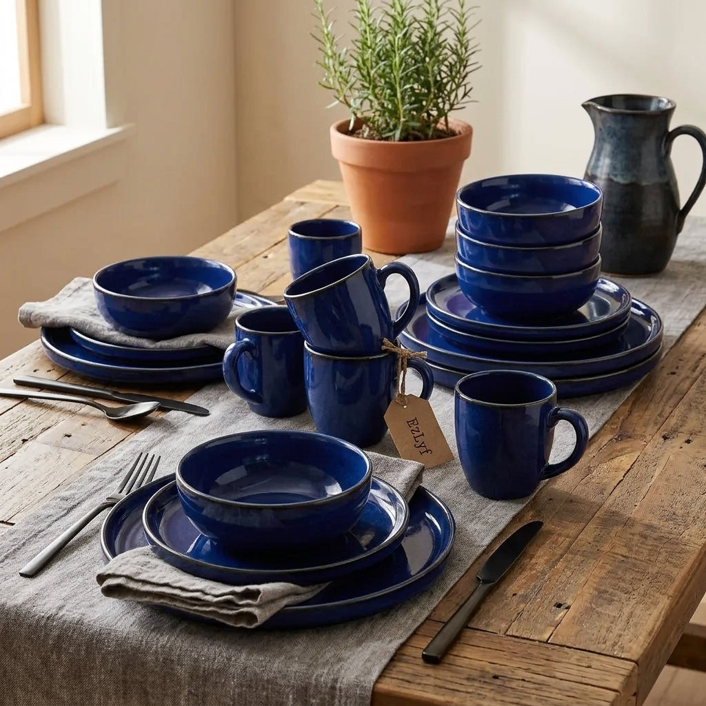 24-Piece Reactive Glaze Ceramic Breakfast Set