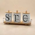 3-Piece Ceramic Canister Set with Tray