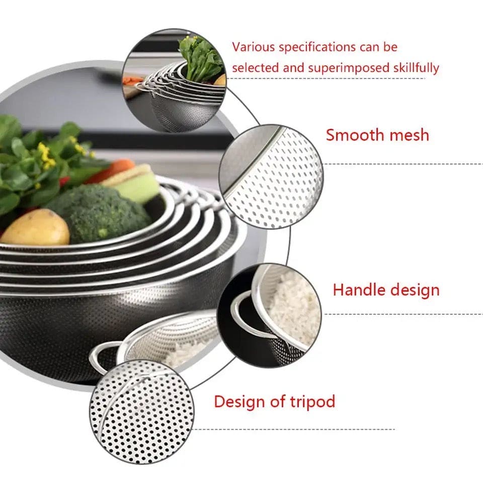 DrainMaster – 6-Piece Stainless Steel Strainer Basket Set EzLyf