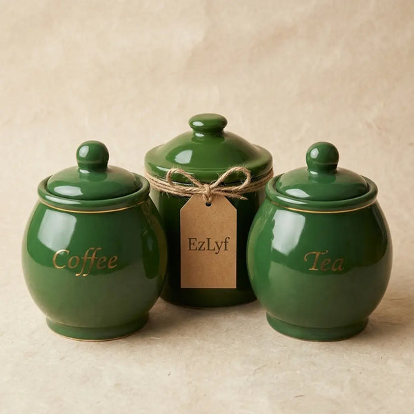 Ceramic Canister Set – Forest Luxe Edition (3-Piece)