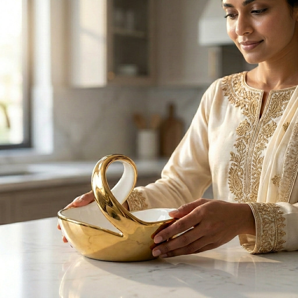 Ceramic Swan Accent Bowl