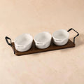 Ceramic Trio Serving Set with Wooden Tray – Modern Rustic Edition