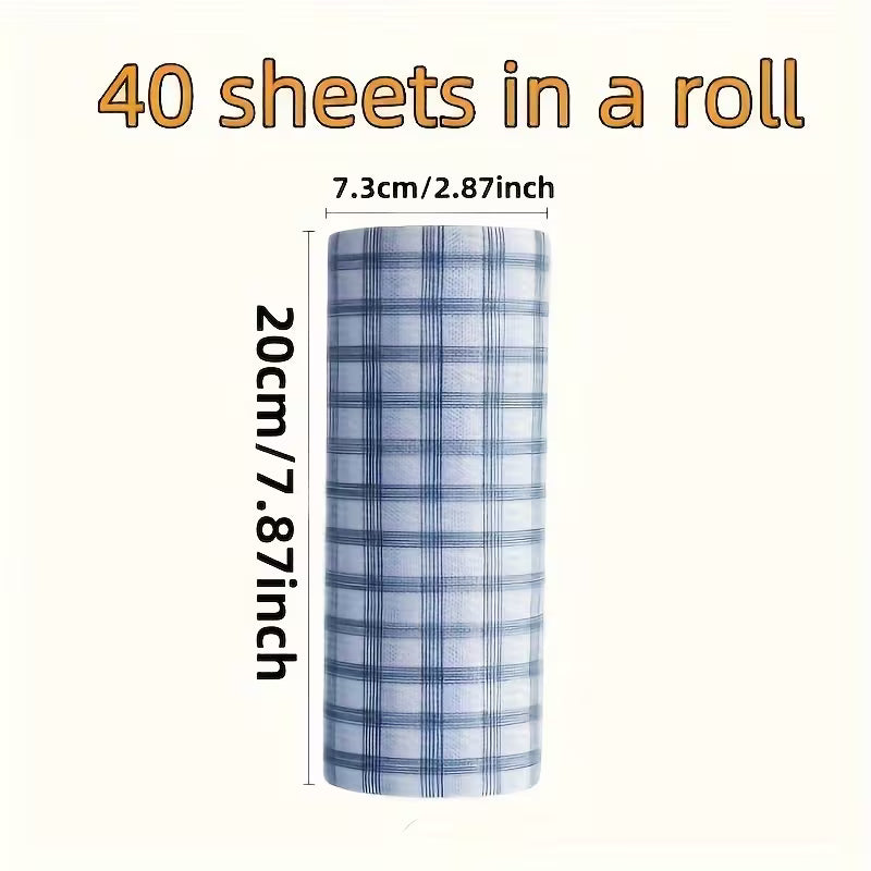 CleanRoll Disposable Kitchen Towels – 40pcs Absorbent Cloth Roll