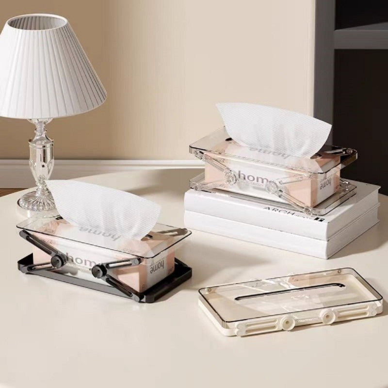 Clear Height-Adjustable Tissue Box – Acrylic Lift Design