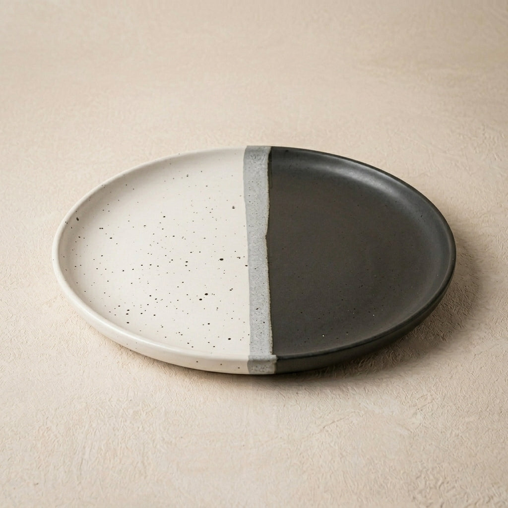 Dual-Tone Speckled Ceramic Collar Plate