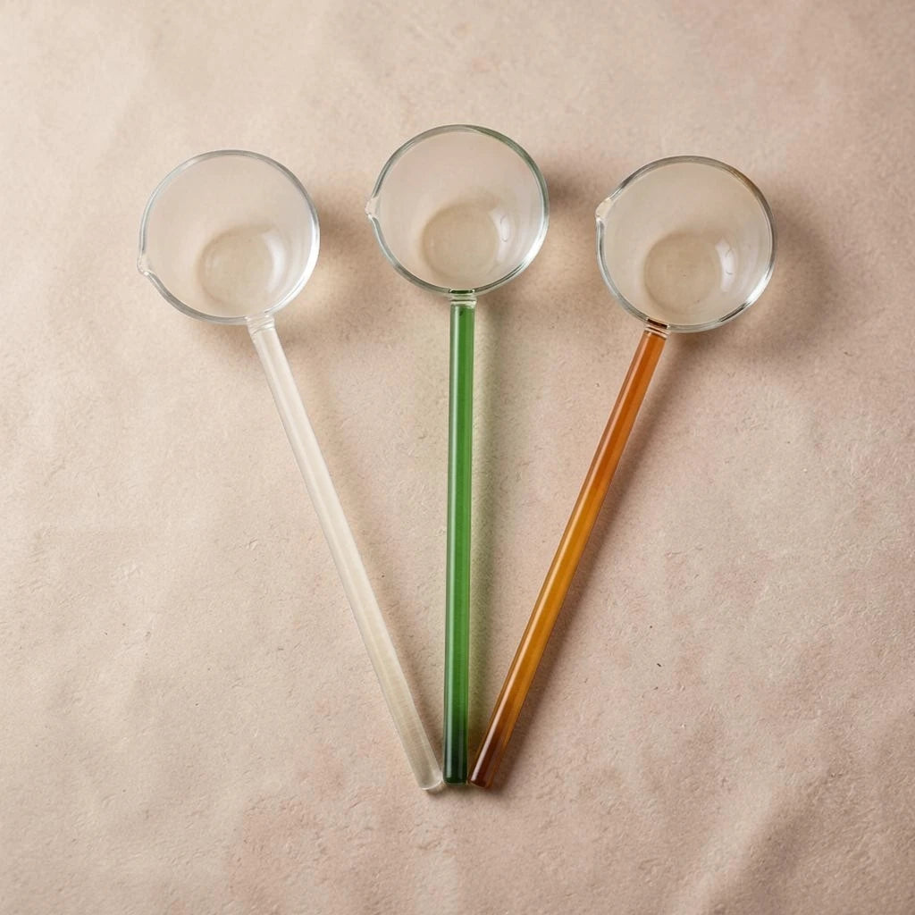 Glass Tarka & Pouring Spoon