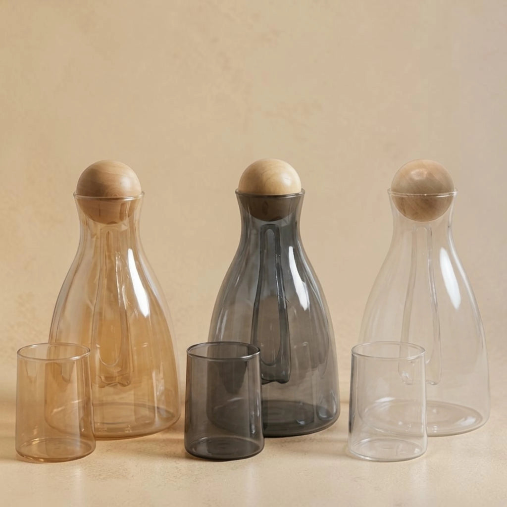 Glass Carafe & Tumbler 7 Pc Set – Minimal Bedside Edition