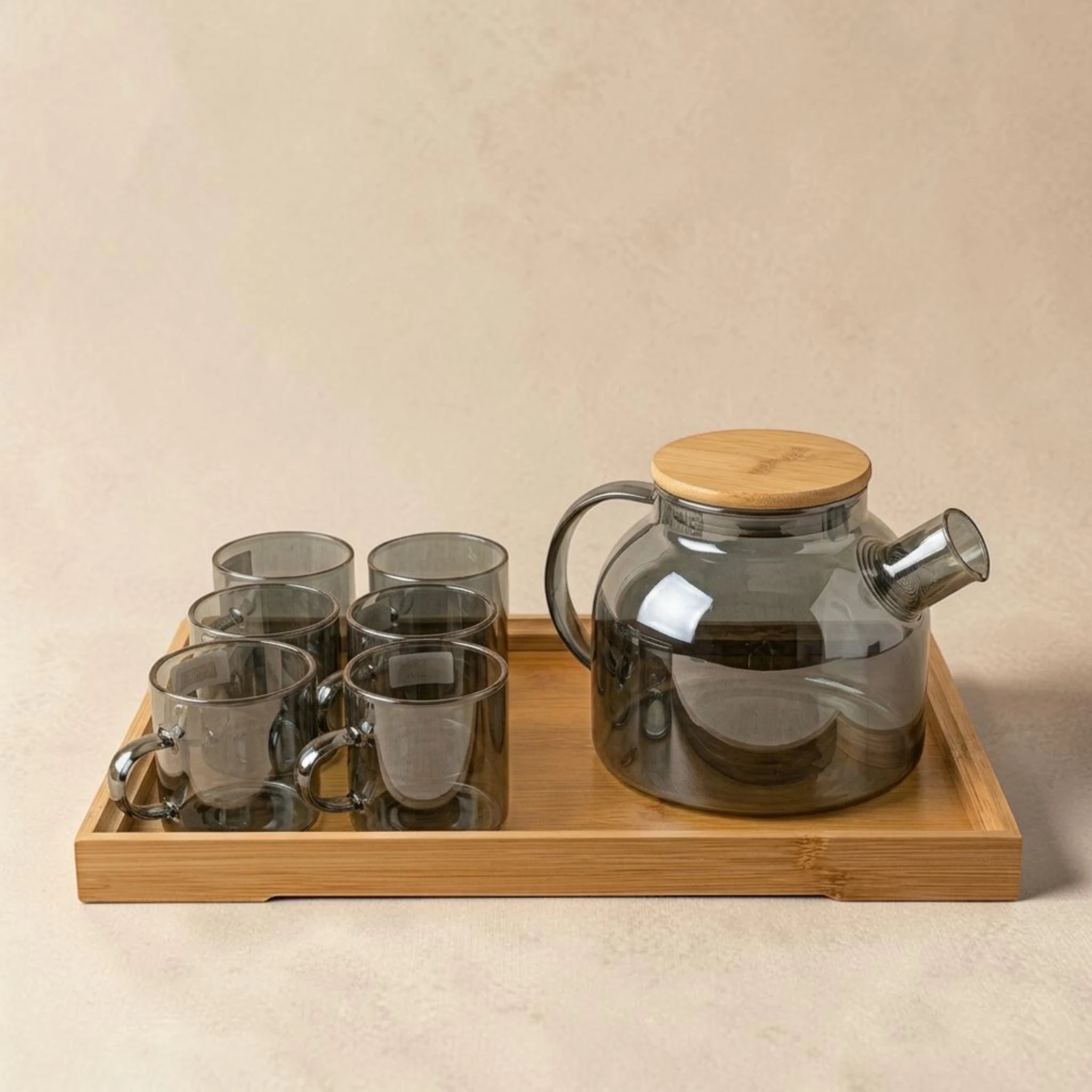 Glass Tea Set with Bamboo Tray – Minimal Luxe Edition