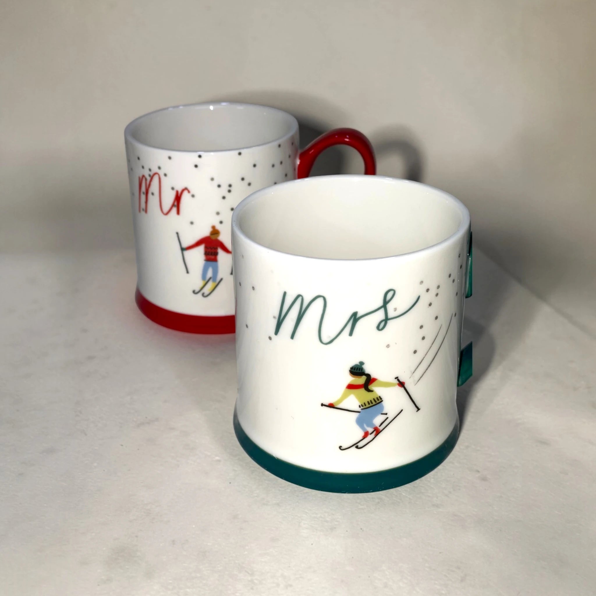 Mr & Mrs Alpine Ski Couple Mug Set