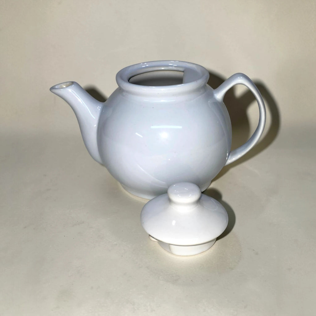 Artisanal White Reactive Glaze Ceramic Teapot — Rare Find