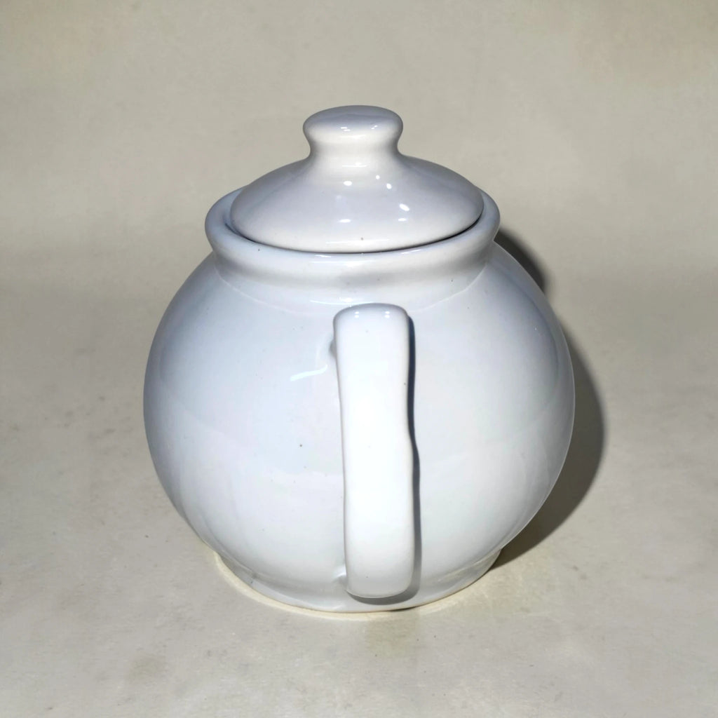 Artisanal White Reactive Glaze Ceramic Teapot — Rare Find