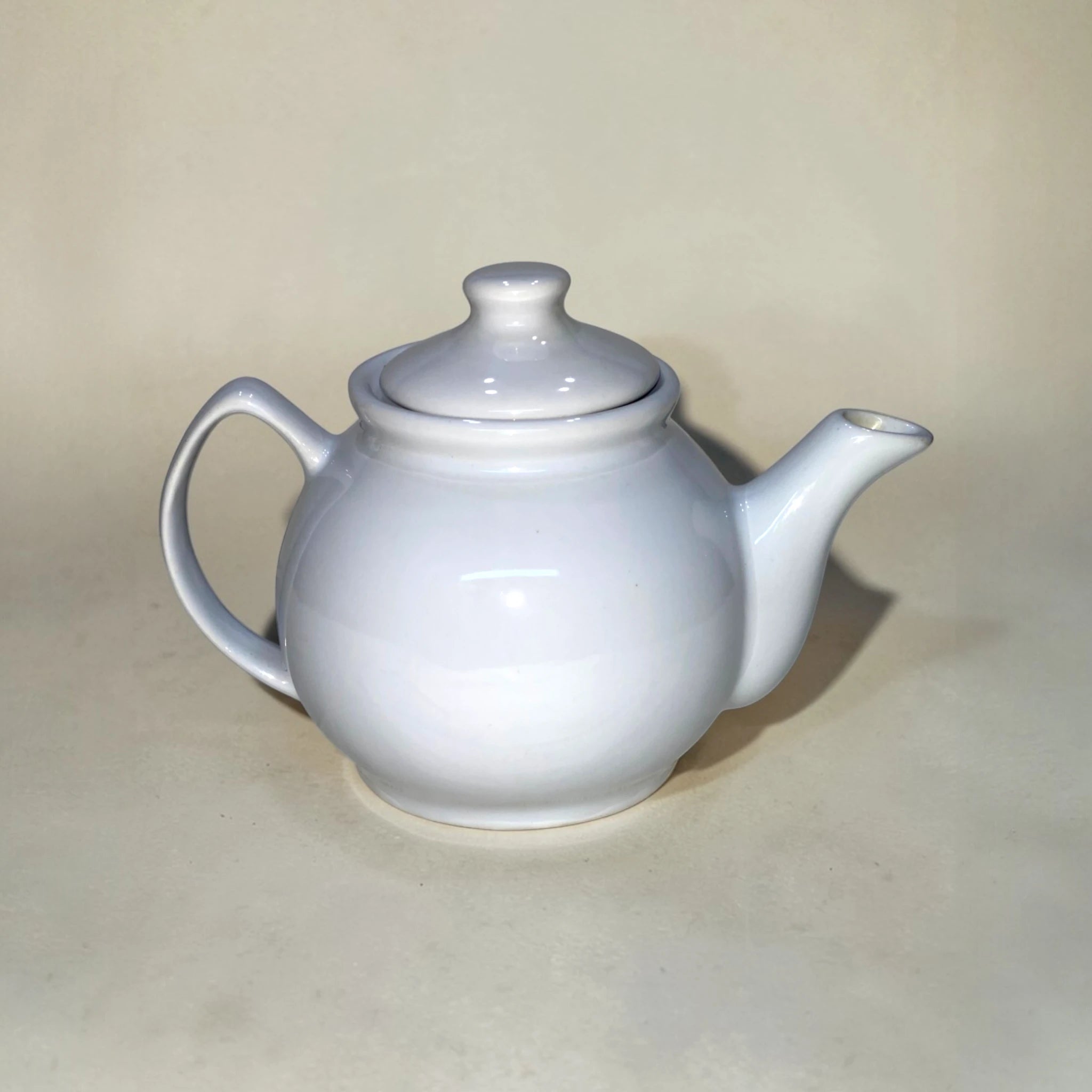 Artisanal White Reactive Glaze Ceramic Teapot — Rare Find