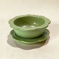 Sage Bloom Ceramic Bowl & Ripple Lid Set — Rare Find