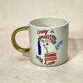 “Crazy in Love” Artistic Quote Ceramic Mug with Gold Handle — Rare Find