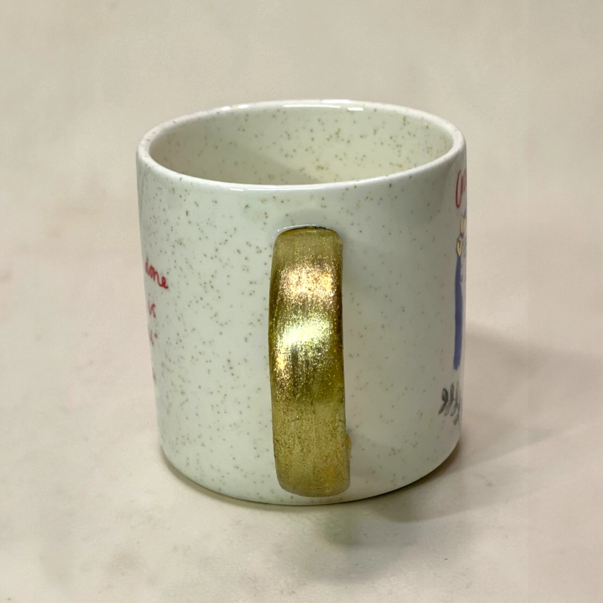 “Crazy in Love” Artistic Quote Ceramic Mug with Gold Handle — Rare Find
