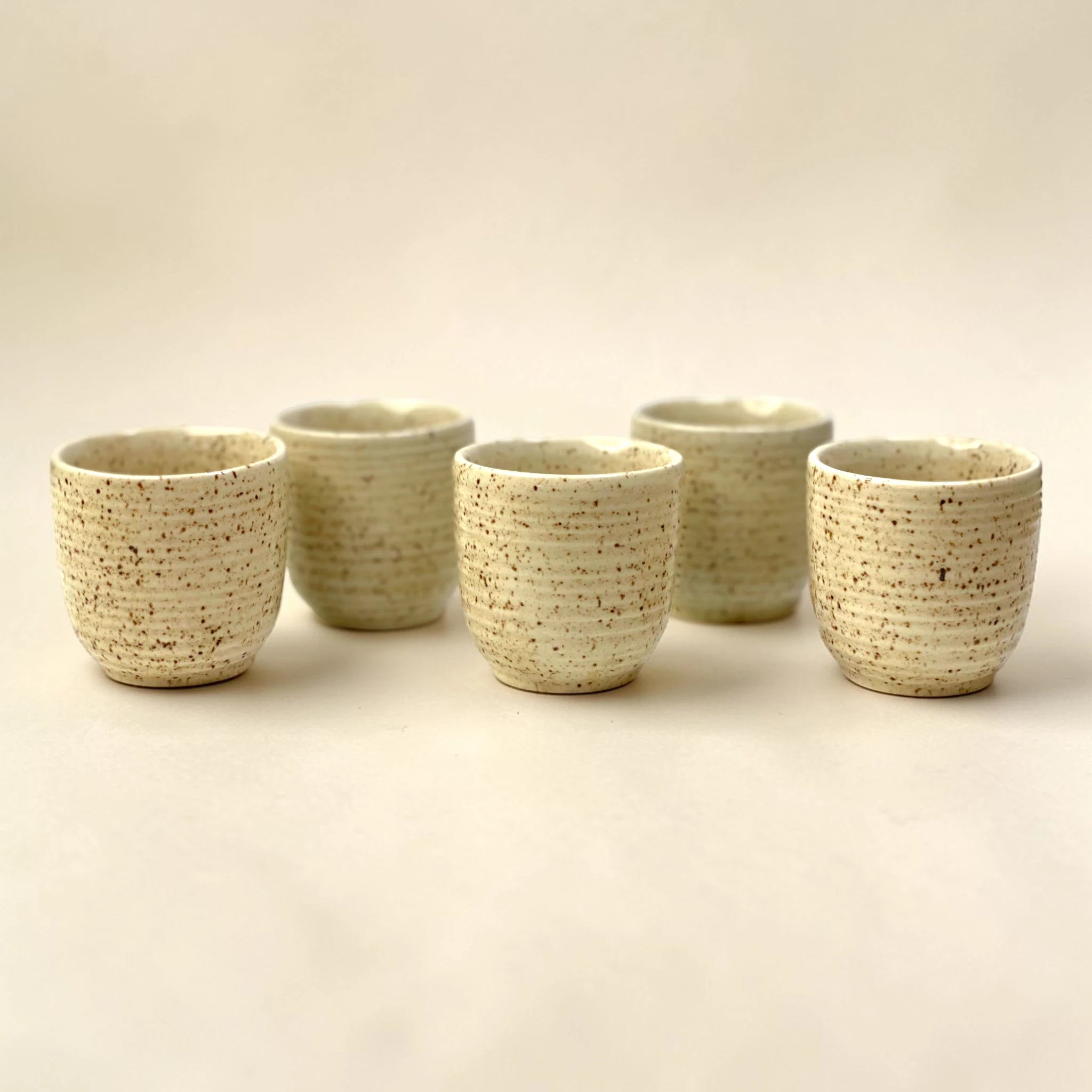 Ivory Speckle Mini Cups Set (Set of 5) – Artisan Rustic Edition