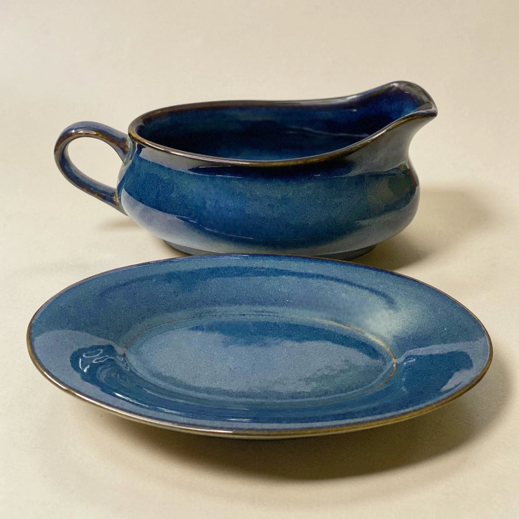 Midnight Navy Textured Serving Bowl & Platter Set – Quiet Luxury Collection