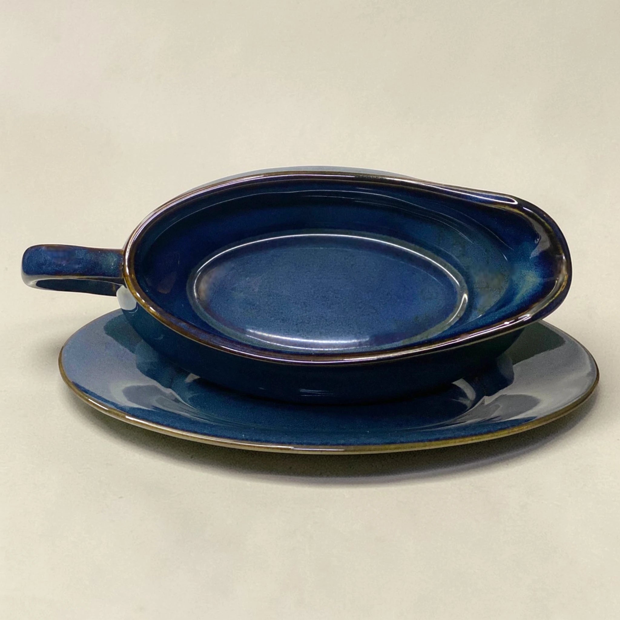 Midnight Navy Textured Serving Bowl & Platter Set – Quiet Luxury Collection