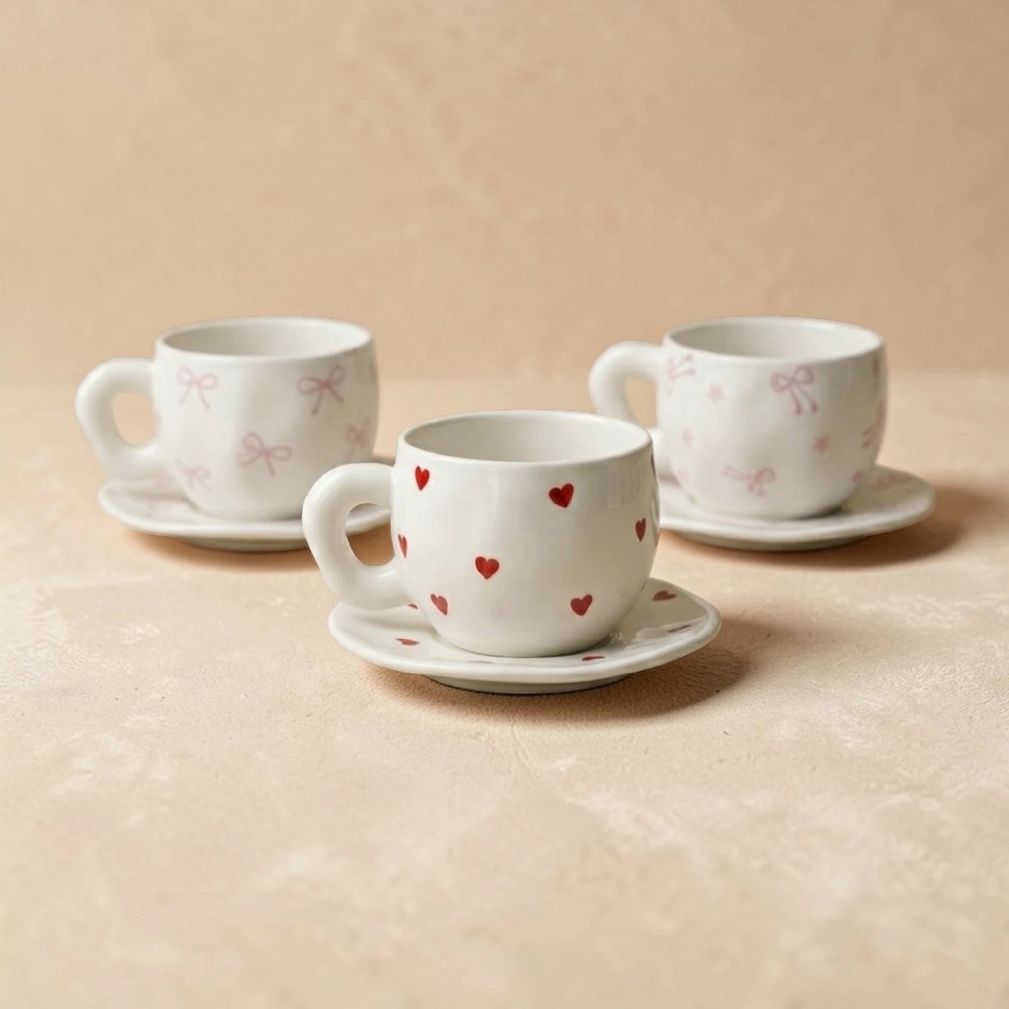 Morning Muse Ceramic Cup & Saucer – Aesthetic Coffee Set