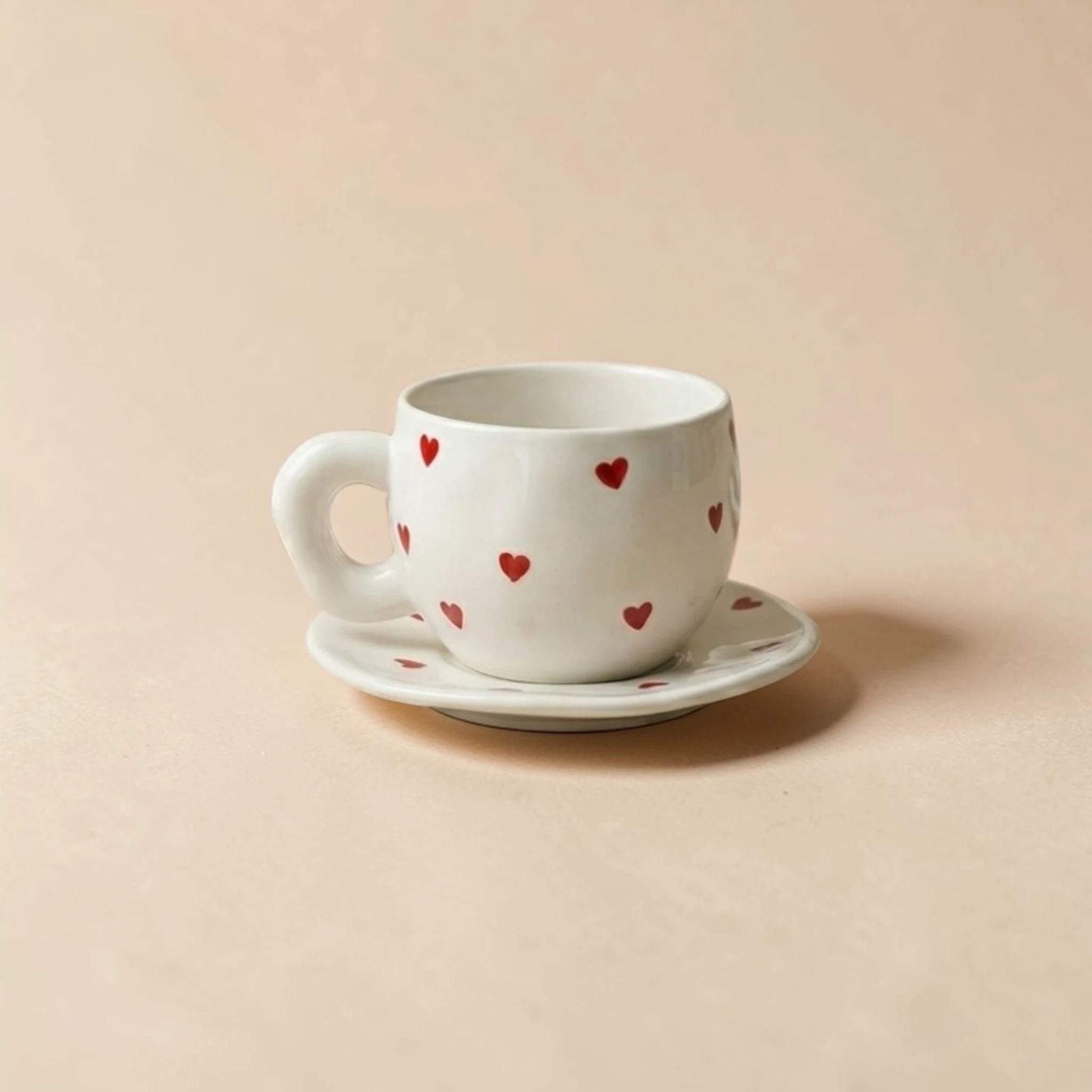 Morning Muse Ceramic Cup & Saucer – Aesthetic Coffee Set