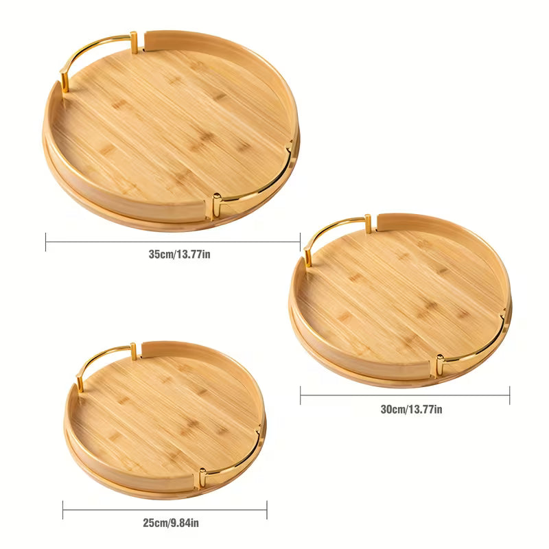 ServeAura – Premium Wooden Serving Tray Set (3 Pieces) - EzLyf