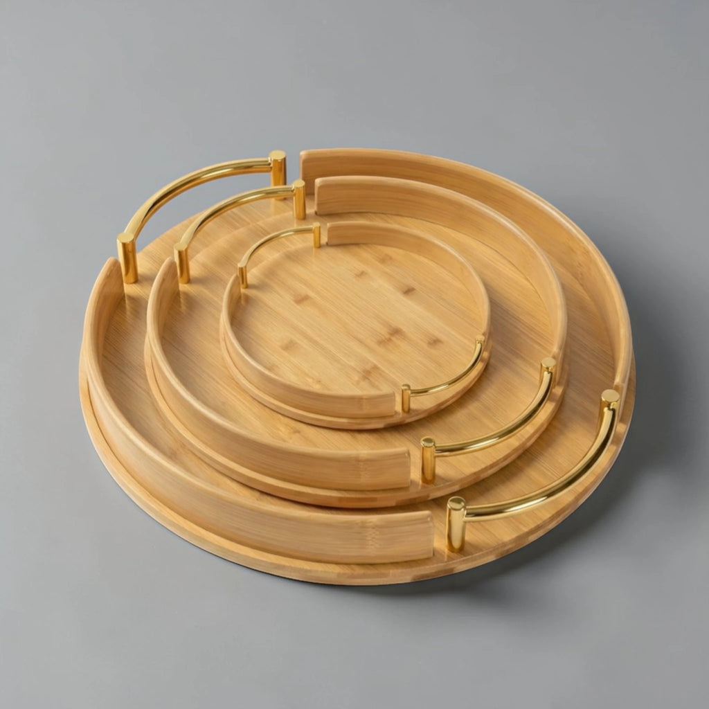 ServeAura – Premium Wooden Serving Tray Set (3 Pieces) - EzLyf