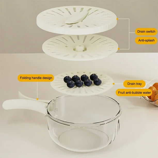 RinseMate 2-in-1 Wash & Drain Bowl with Lid - EzLyf