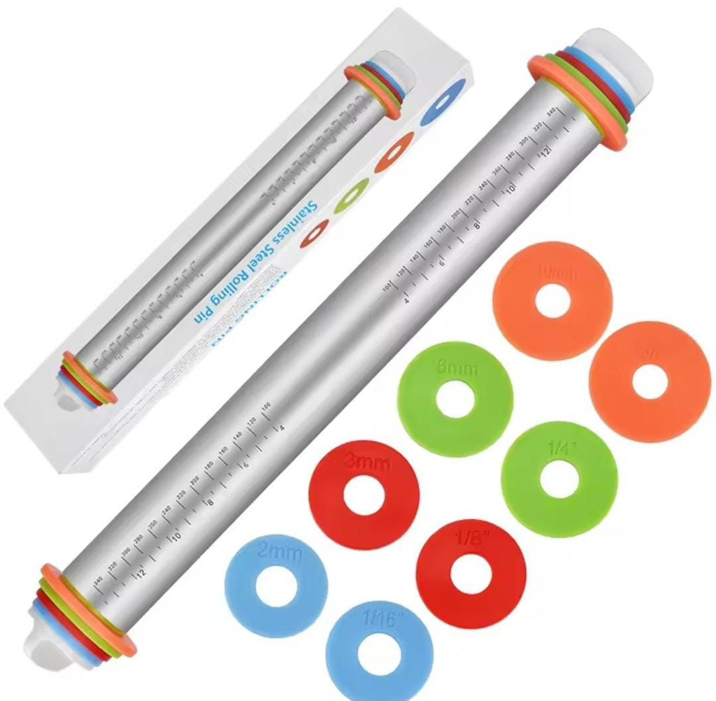 DoughPro Stainless Steel Adjustable Rolling Pin
