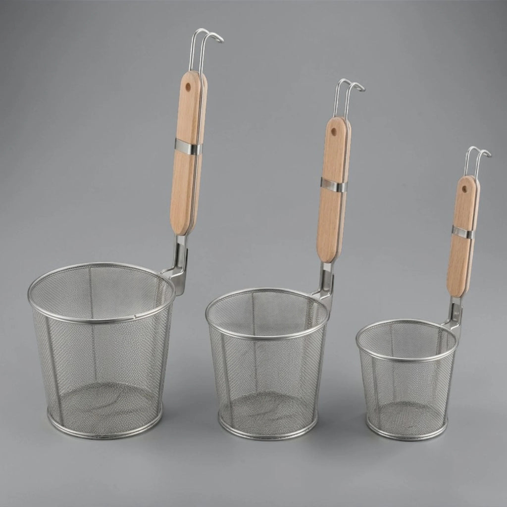FryLift – Stainless Steel Frying Strainer with Wooden Handle EzLyf