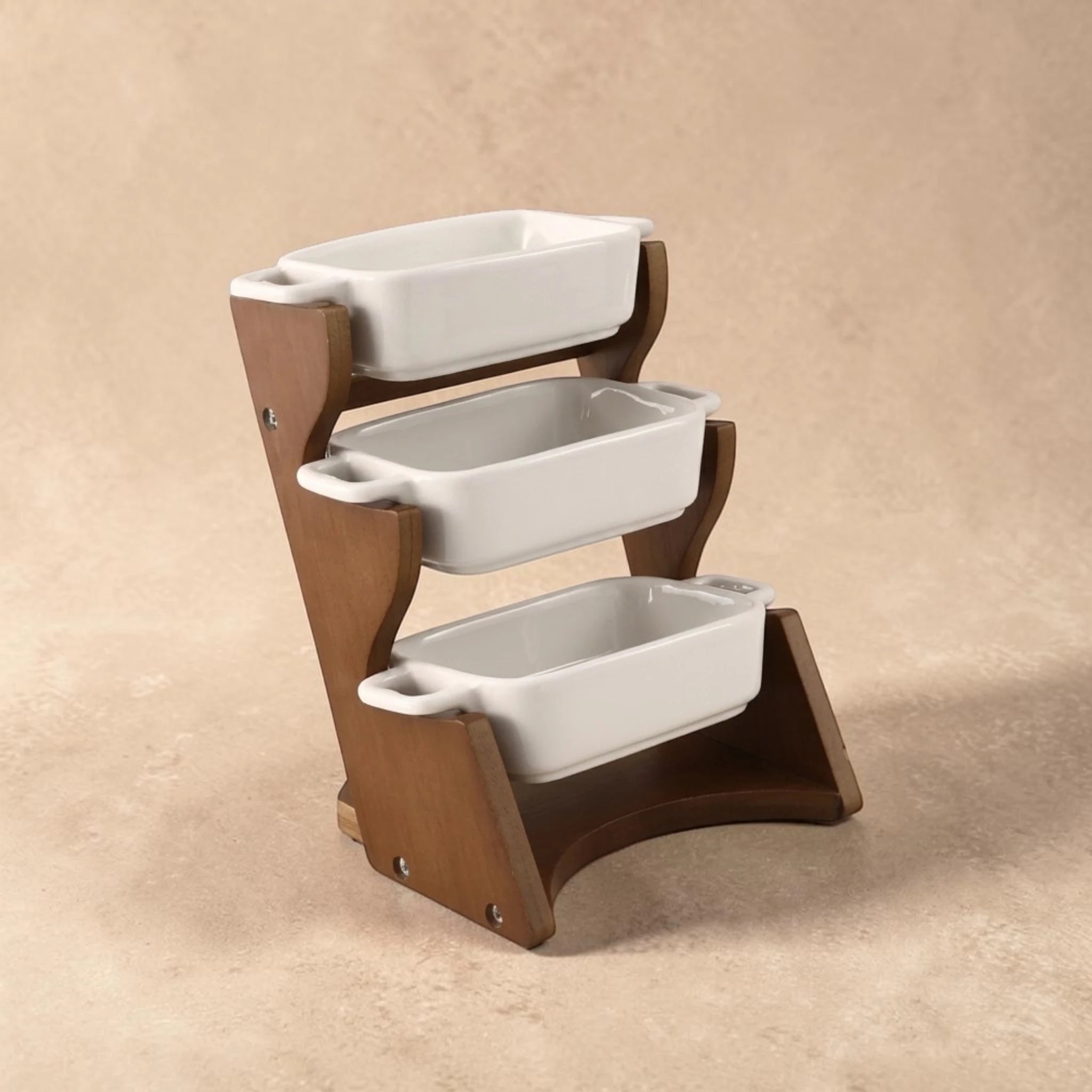 Three-Tier Ceramic Serving Station