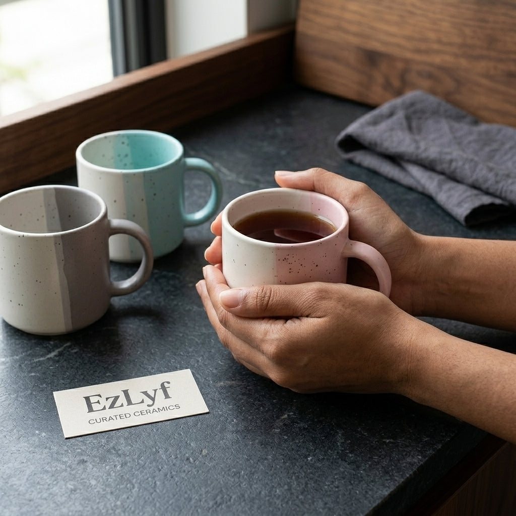 Tri-Tone Speckled Ceramic Mug