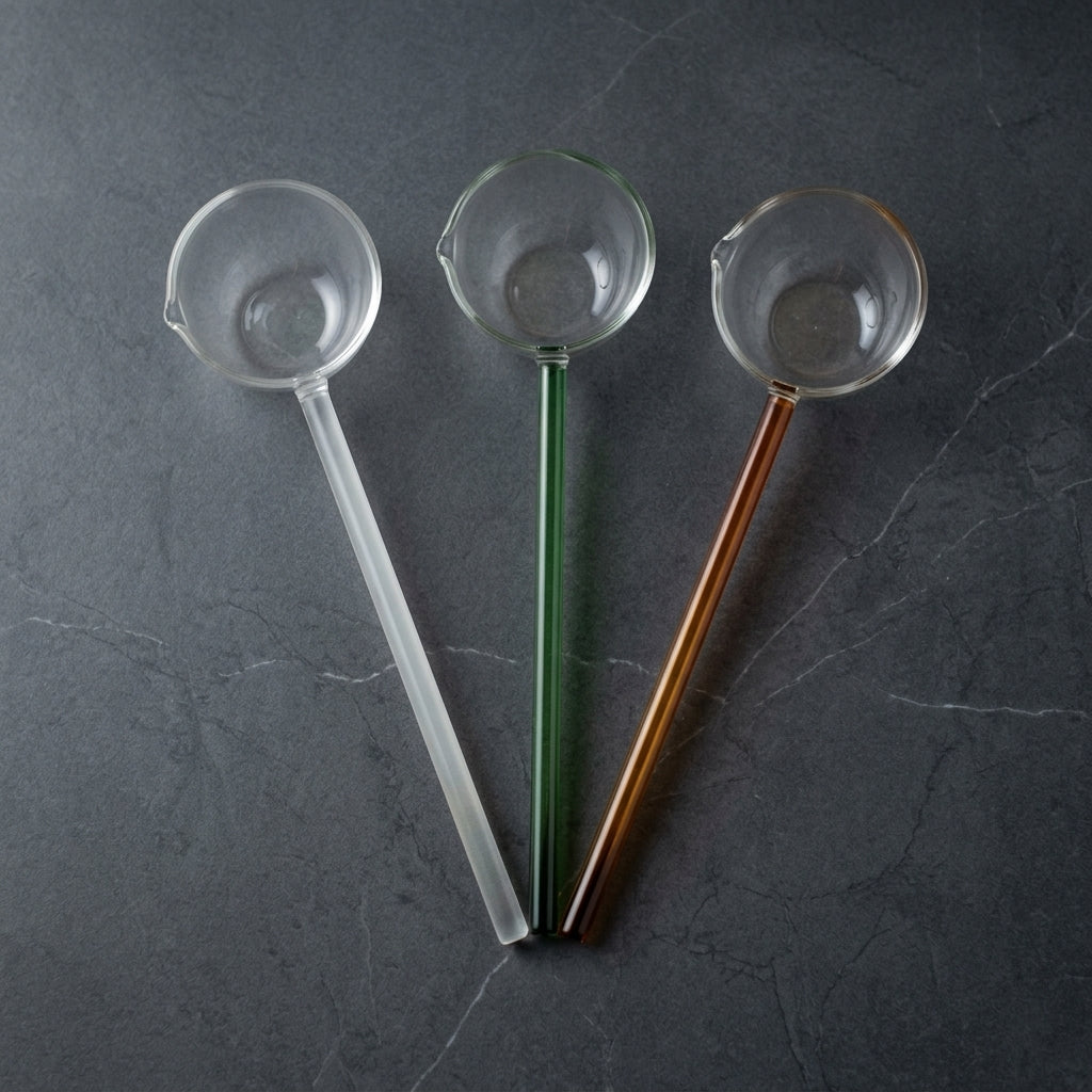 Glass Tarka & Pouring Spoon