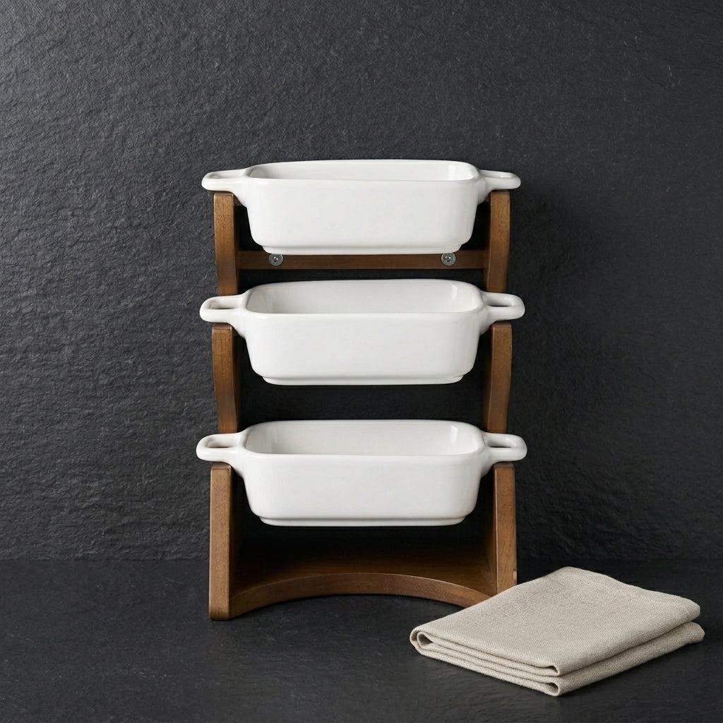 Three-Tier Ceramic Serving Station