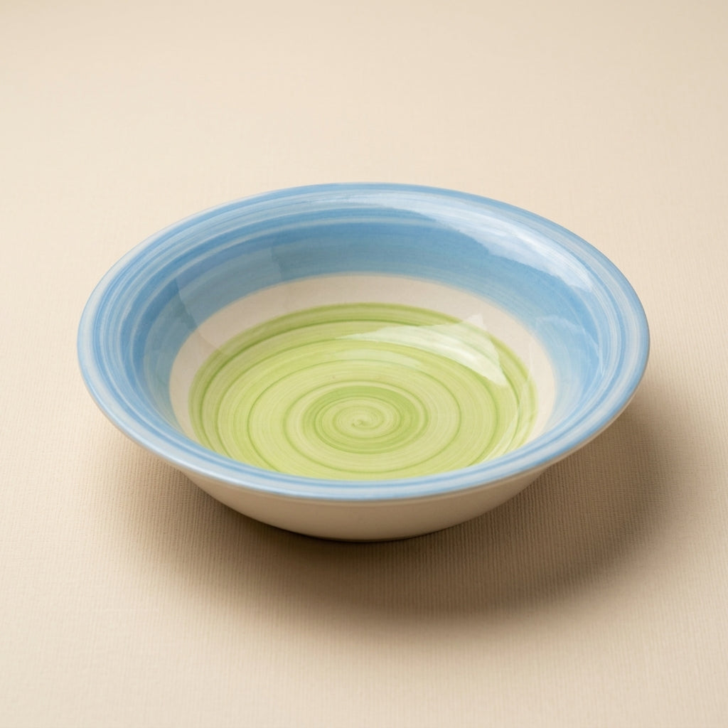 Hand-Painted Spiral Pasta Bowl – Coastal Artisan Edition