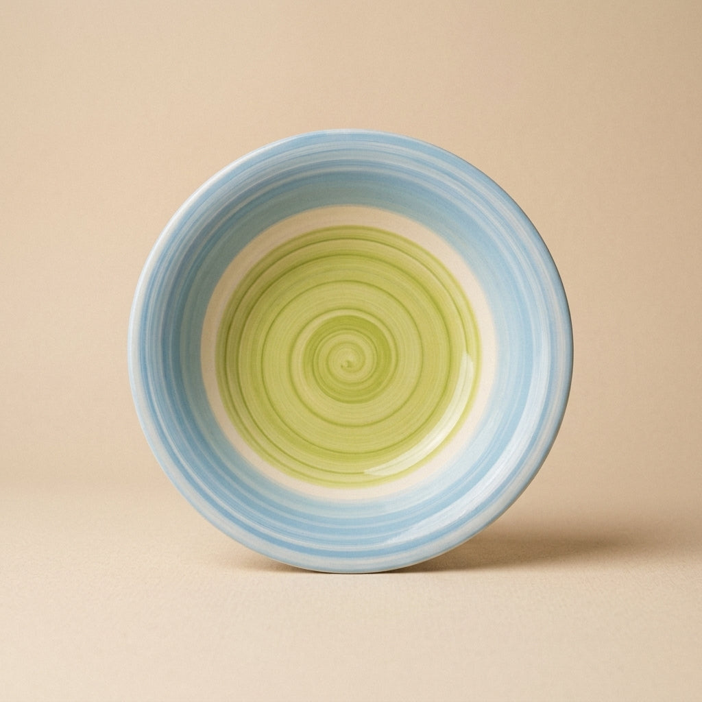 Hand-Painted Spiral Pasta Bowl – Coastal Artisan Edition